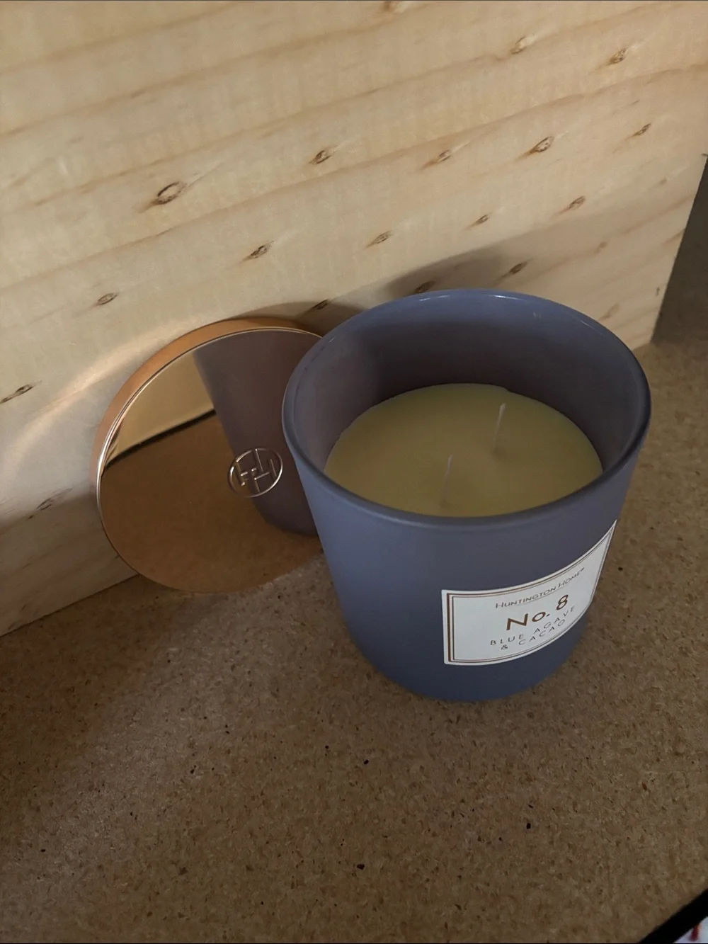 Huntington Home Blue Agave & Cacao Scented Candle - Blue with Gold Lid